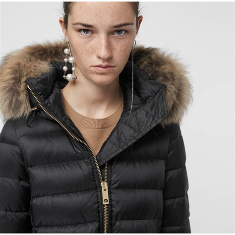 burberry fur trim puffer coat|Burberry puffer coat women's.